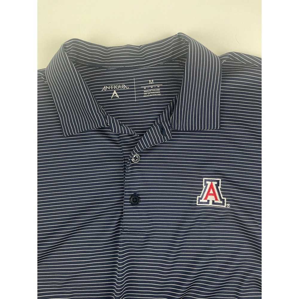 Men's Navy And White Stripped Antigua‎ U of A Polo Size Medium - Picture 3 of 4